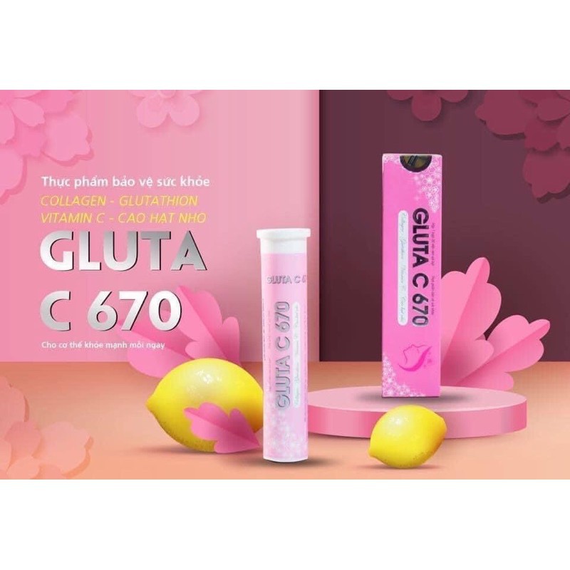 Sủi hồng trắng Da, đẹp da GLUTA C670 chống lão hóa, giảm thâm nám