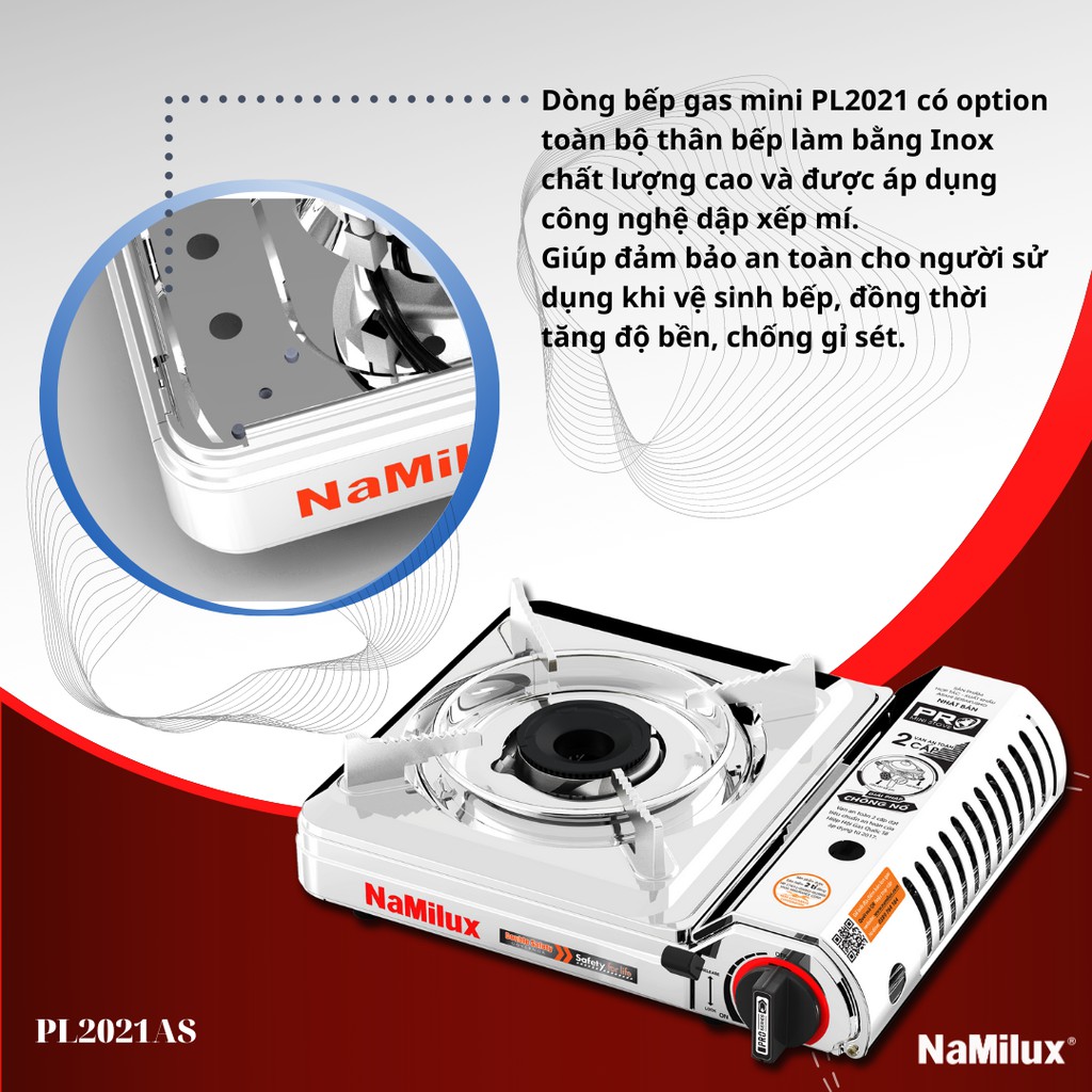 ( Hàng chính hãng ) Bếp ga du lịch mini Namilux 2021AS, Bếp ga an toàn, chống nổ