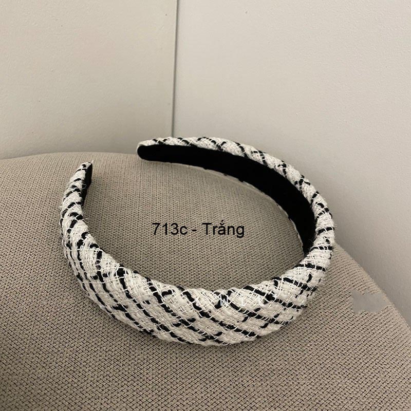(0713) Băng Đô Bờm Tóc Dạ Tweed Kẻ Sang Trọng Tiểu Thư Hàn Quốc