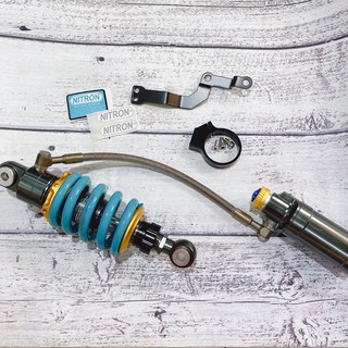 Phuộc giảm sóc có bình dầu, núm chỉnh dành cho xe Winner xoay 360 hiệu Nitron lò xo xanh kèm phụ kiện tặng tem