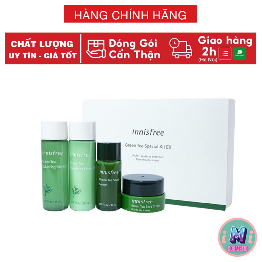 Set dưỡng da, Set dưỡng da mini Innisfree  Green Tea gồm 4 sản phẩm chuẩn AUTH