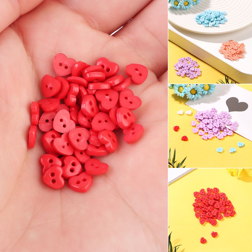 Set 50 Nút Trái Tim 6mm Nhiều Màu Sắc May Vá Cho Búp Bê