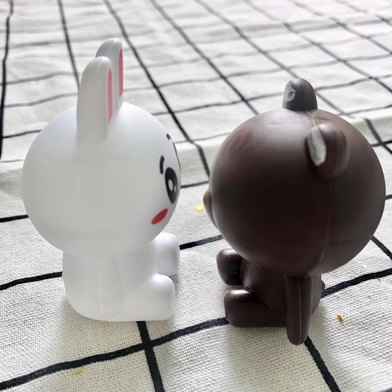 Cặp gấu nâu thỏ trắng mini dễ thương trang trí hpbd