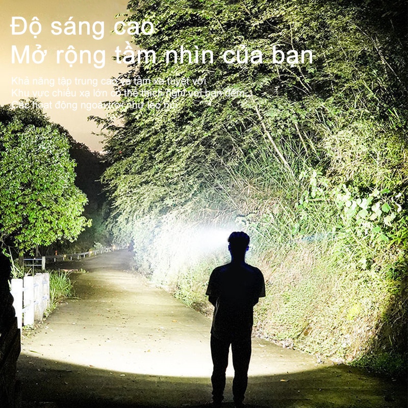 Đèn led đeo đầu 4 chế độ chiếu sáng có thể sạc lại đa năng