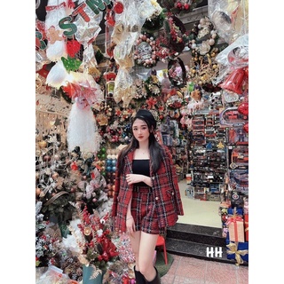 Set dạ tweed đỏ tết