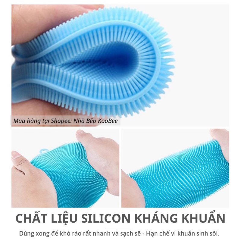 Miếng rửa bát Silicon, rửa rau củ, mở nắp chai lọ lót nồi, găng tay nhấc xoong nồi nóng KooBee (NB33)