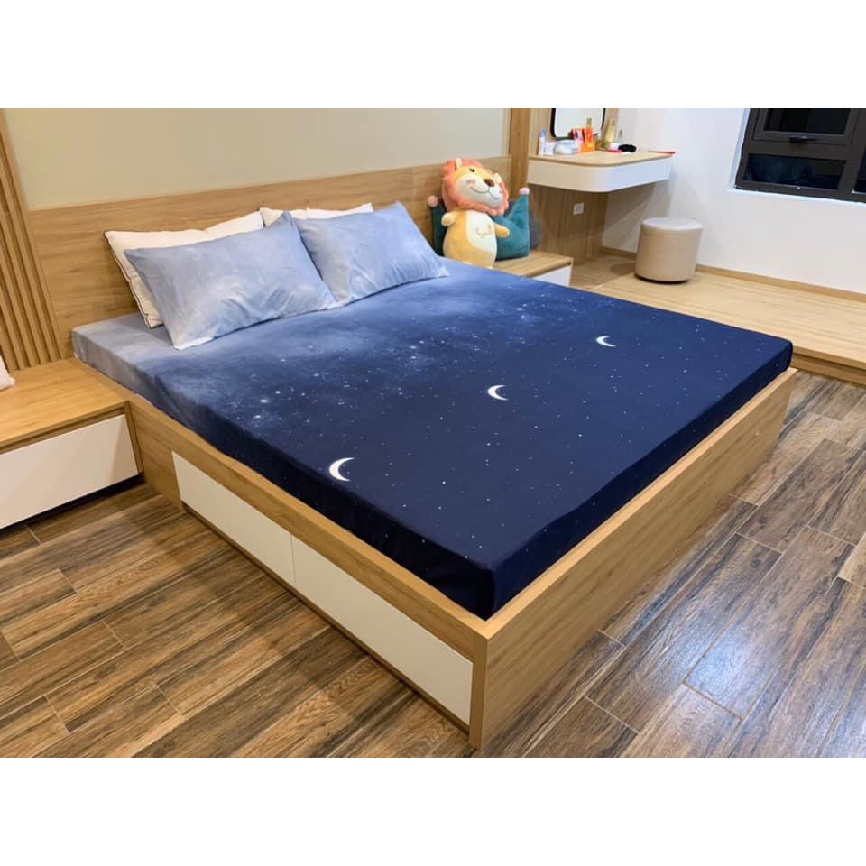 Bộ Ga Gối Cotton Poly 3D Họa Tiết - Mặt Trăng