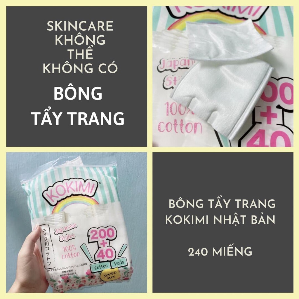 Bông tẩy trang Kokimi Mihoo 240 miếng