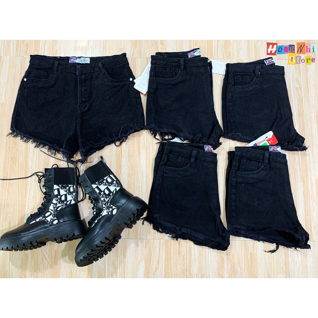 QUẦN SHORTJEAN QUẦN ĐÙI JEAN ĐEN CO DÃN LƯNG CAO TƯA LAI