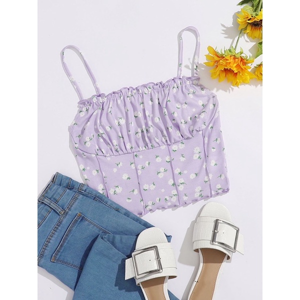 ✨Luminous - Áo croptop - Áo hai dây hoa nhí✨