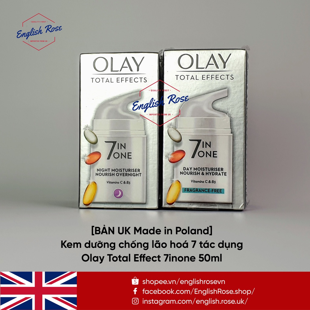 [BẢN UK Made in Poland] Kem dưỡng chống lão hoá 7 tác dụng Olay Total Effect Ngày Đêm 50ml