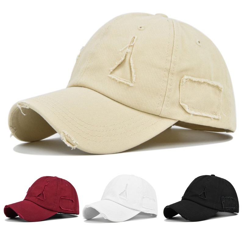 Mũ Lưỡi Trai Cotton Màu Trơn Chống Nắng Hở Chóp Thiết Kế Xẻ Rách Cho Snapba