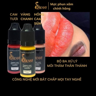 Combo Mực phun xăm thẩm mỹ SUNNY, mực phun xăm xử lý môi thâm thần thánh 10ml