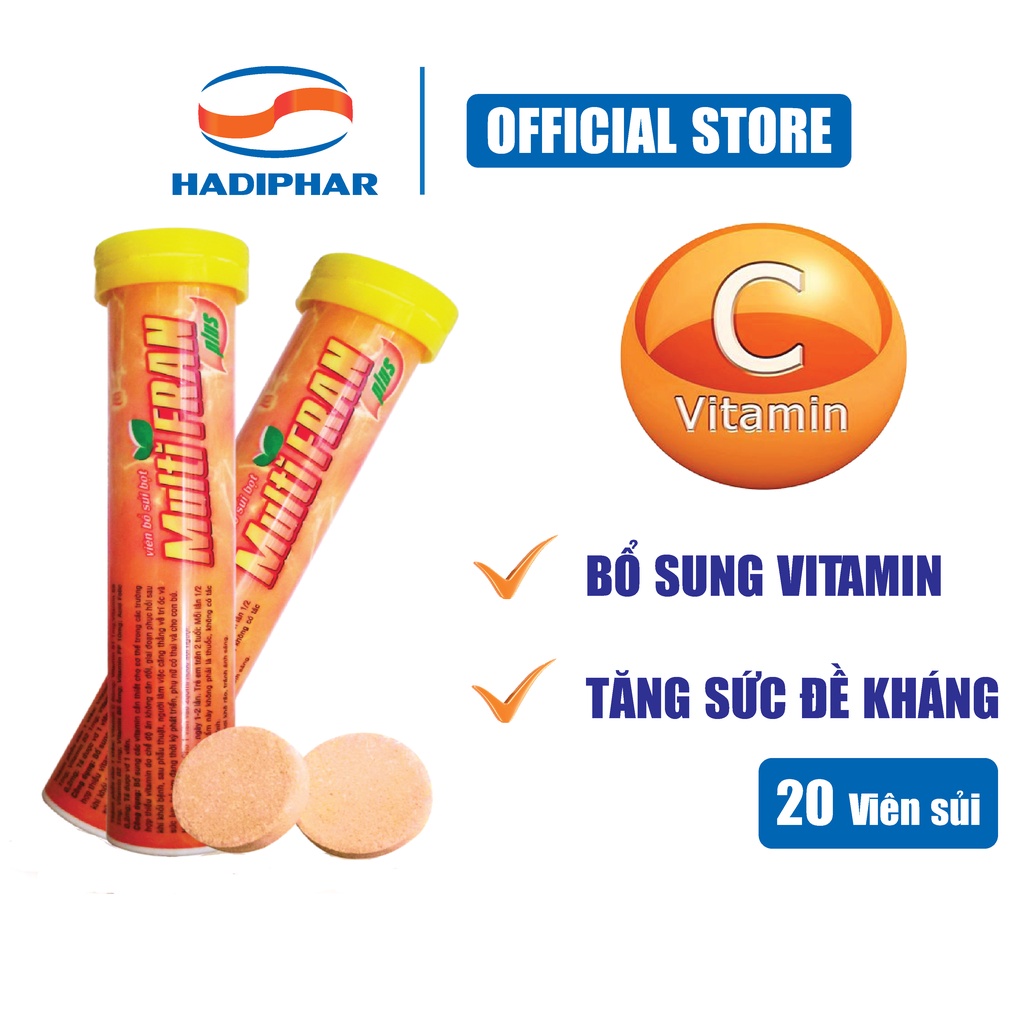 Viên sủi bổ sung vitamin C tăng cường sức đề kháng Multifran (20 viên)