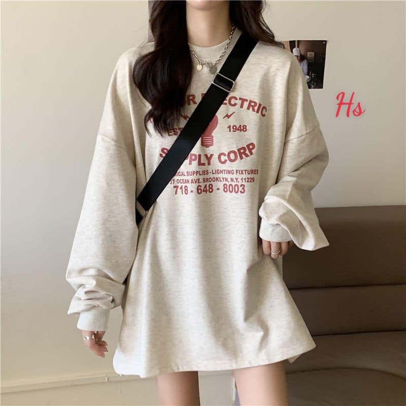 Áo sweater in bóng đèn 1948, chất nỉ dày dặn sp000791