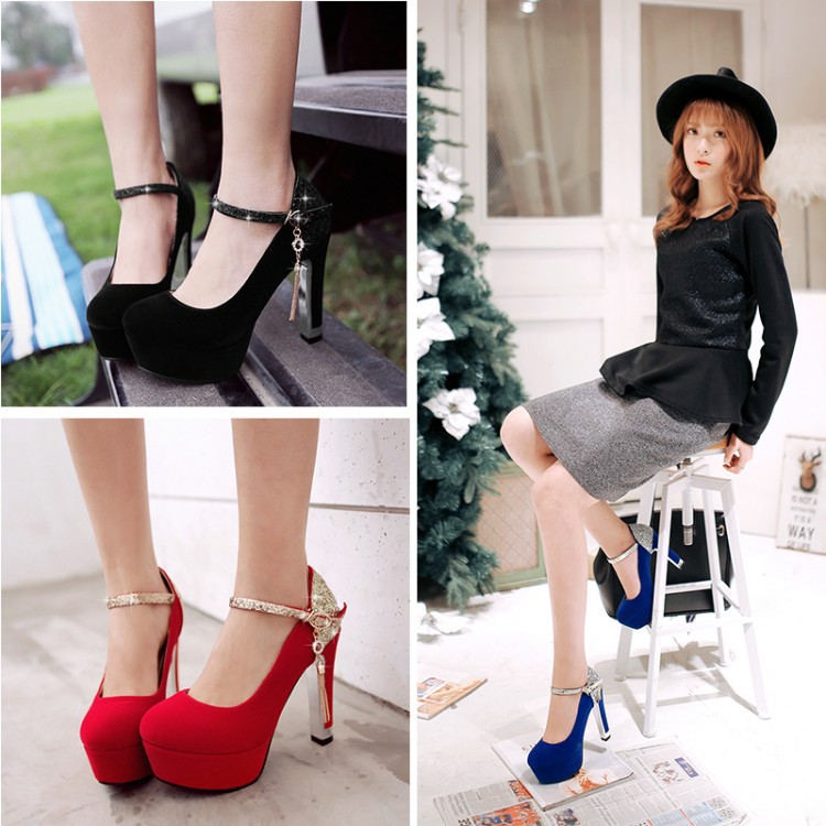 Giầy cao gót da lộn 12 phân