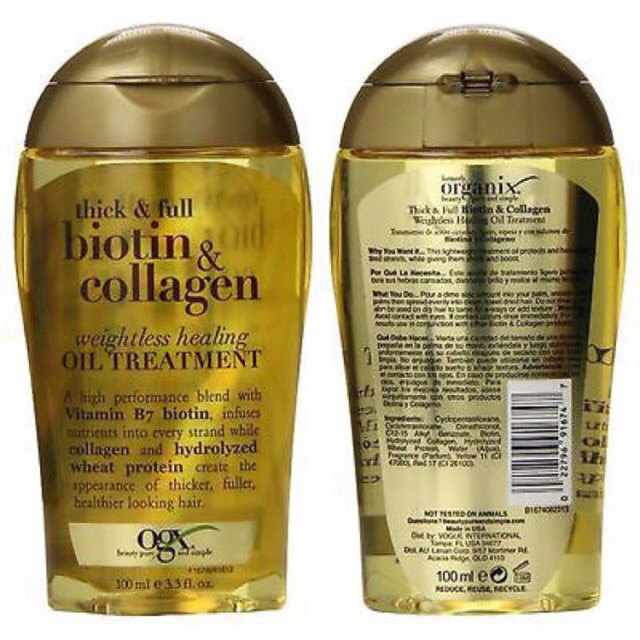 Tinh dầu dưỡng tóc OGX Biotin Collagen 100ml ( Có Hộp và ko hộp)