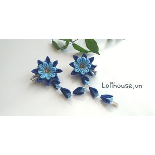 Kẹp Tóc Kanzashi Xanh