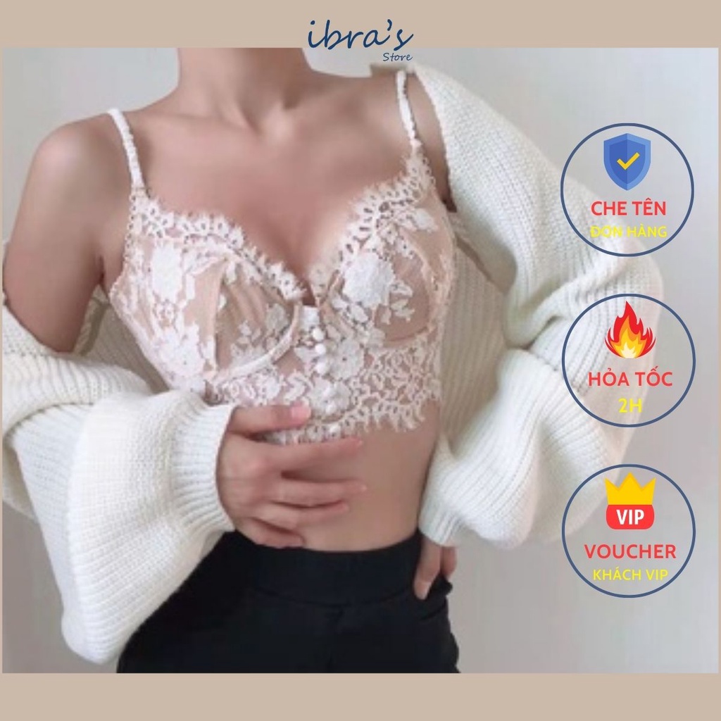 Áo Bra ren iBra's Store có Gọng Bralette sexy Mút mỏng Áo ngực nữ gợi cảm xuyên thấu mặc trong Vest hoặc khoác a10