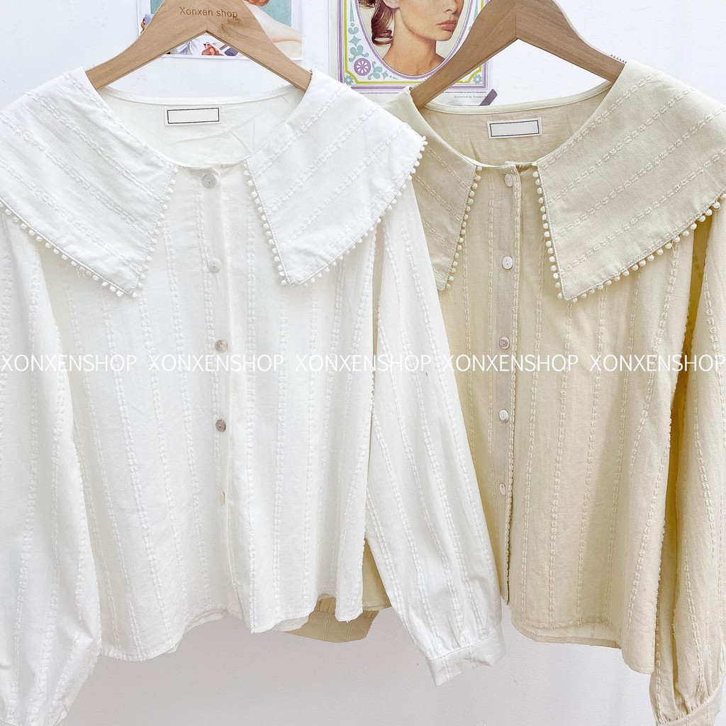 Áo kiểu cổ bèo chất vải xô Xonxen shop free size mã 323