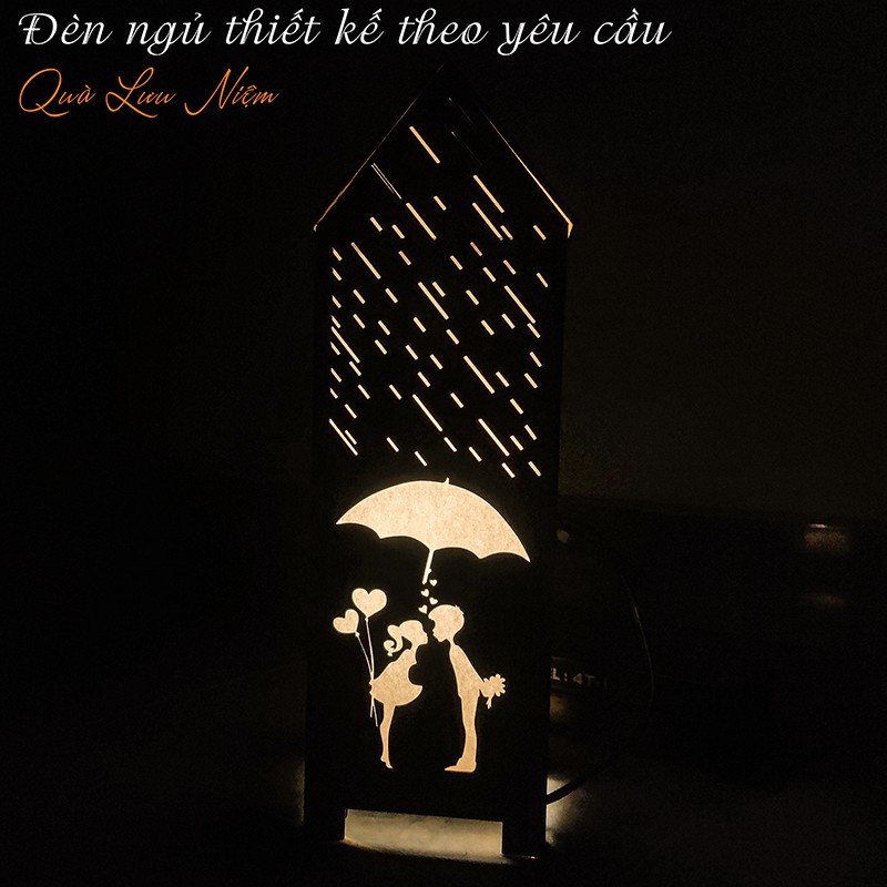 Quà tặng đèn ngủ để bàn, đèn trang trí phòng ngủ đẹp khắc chữ, khắc hình theo yêu cầu