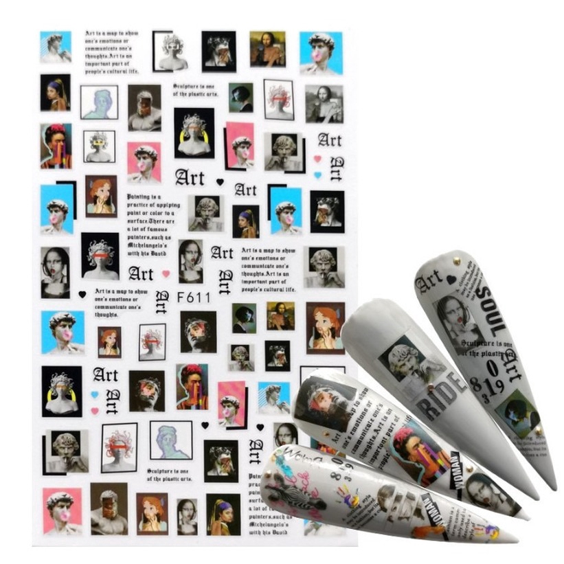 Miếng dán trang trí móng tay họa tiết chữ nghệ thuật sáng tạo