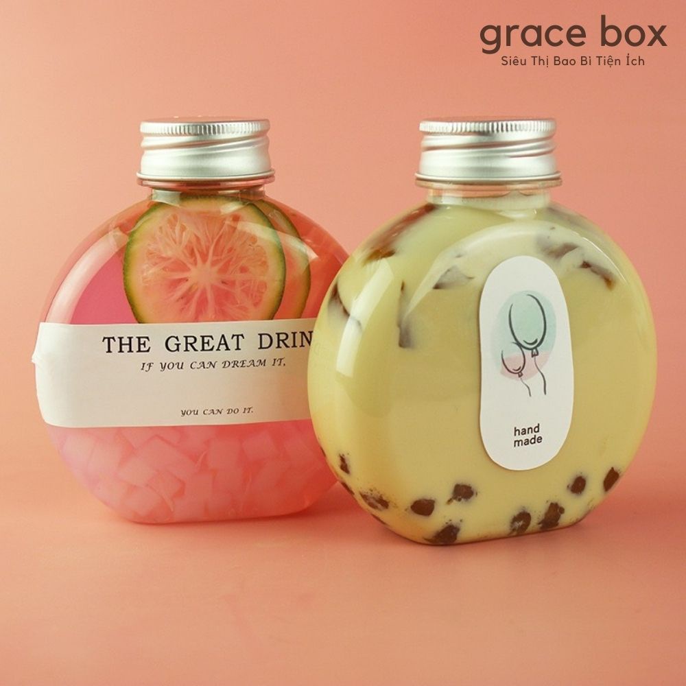 Chai nhựa PET kiểu dáng xinh xắn 300ml - Siêu Thị Bao Bì Grace Box