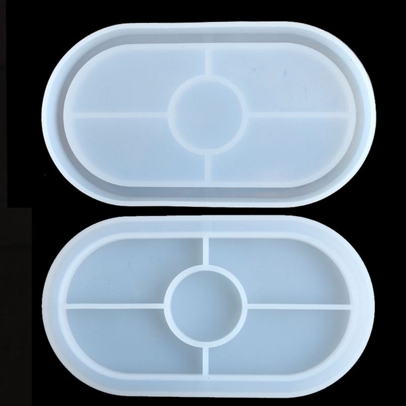 Khuôn Làm Đế Lót Ly Bằng Nhựa Resin UV Hình Elip Tráng Gương Cao Cấp DIY