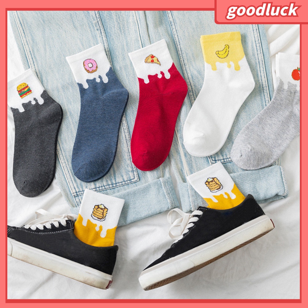 Vớ Cotton Cổ Cao Họa Tiết Trái Cây Dễ Thương Cho Nữ