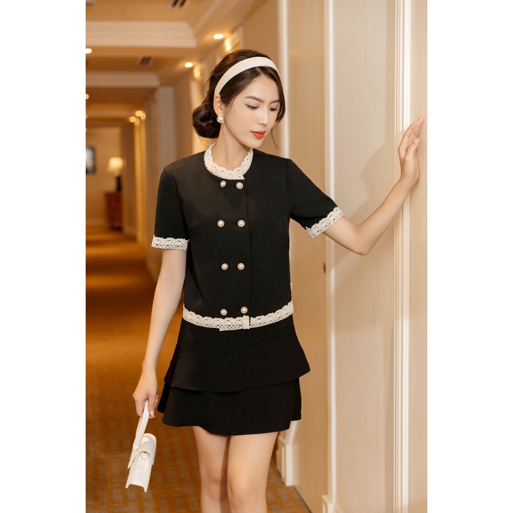 Chân váy thân xếp ly gấu bèo  TIINSTORE  CHN168