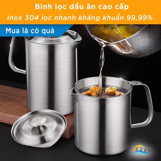 Ca Lọc Dầu Ăn Inox 304 Cao Cấp Có Lưới Lọc Cặn Bằng Inox Loại 2lit Có Nắp Đạt Chất Lượng Đức SSGP