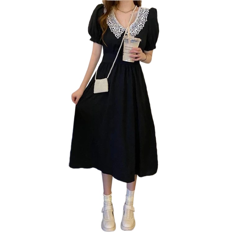 Đầm Perty tay phồng phong cách Hàn Quốc cổ điển thiết kế dễ thương cho nữ