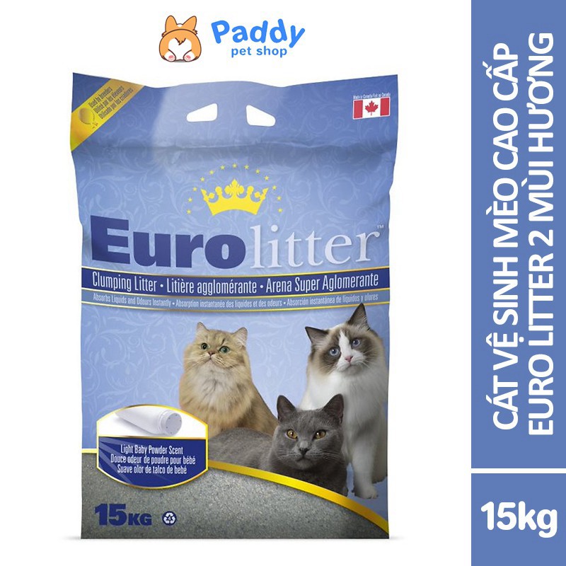 gg1 Cát Vệ Sinh Cao Cấp Cho Mèo Euro Litter 15kg 2 Mùi Hương (Cát Tự Nhiên - Nhập Khẩu Từ Canada)