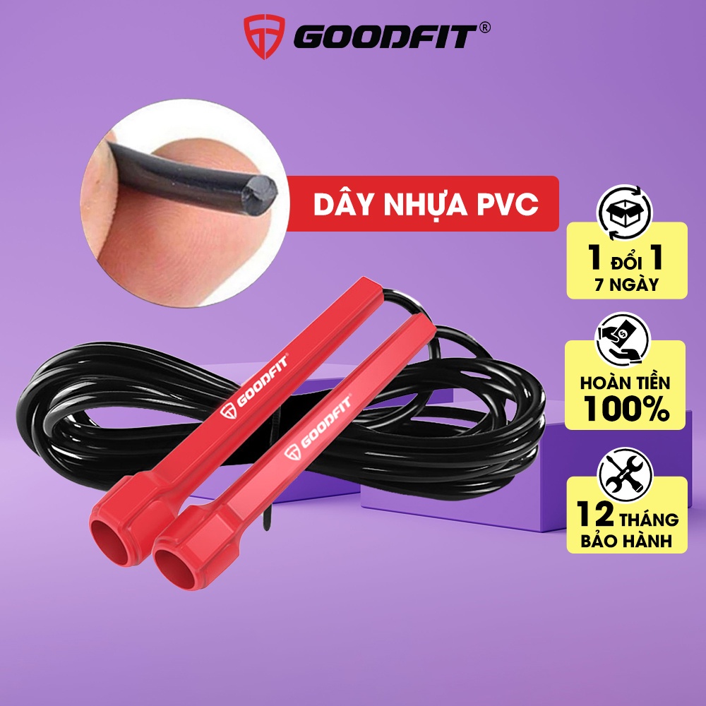 Dây nhảy thể dục, thể lực GoodFit nhựa PVC siêu nhẹ bển bỉ, độ dài 3m tùy chỉnh GF902JR