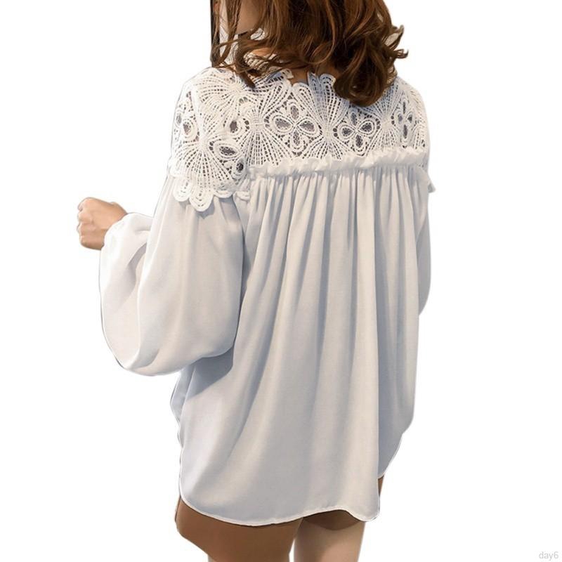 Áo voan tay phồng phối ren xinh xắn cho nữ