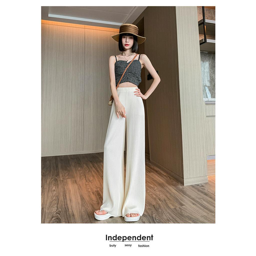 Quần dài nữ ống rộng lưng thun bigsize phong cách Hàn Quốc quần dài nữ ống suông chất liệu cao cấp thoáng mát hack chiều