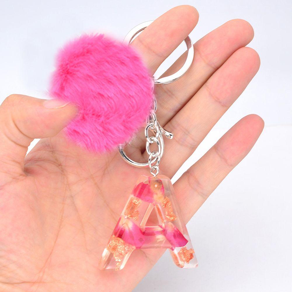 Móc Khóa Hình 26 Chữ Cái Và 26 Chữ Số Gắn Quả Bông Xinh Xắn