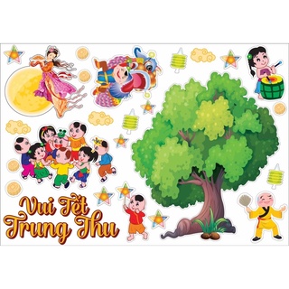 Tranh dán trung thu có decal bóc dán