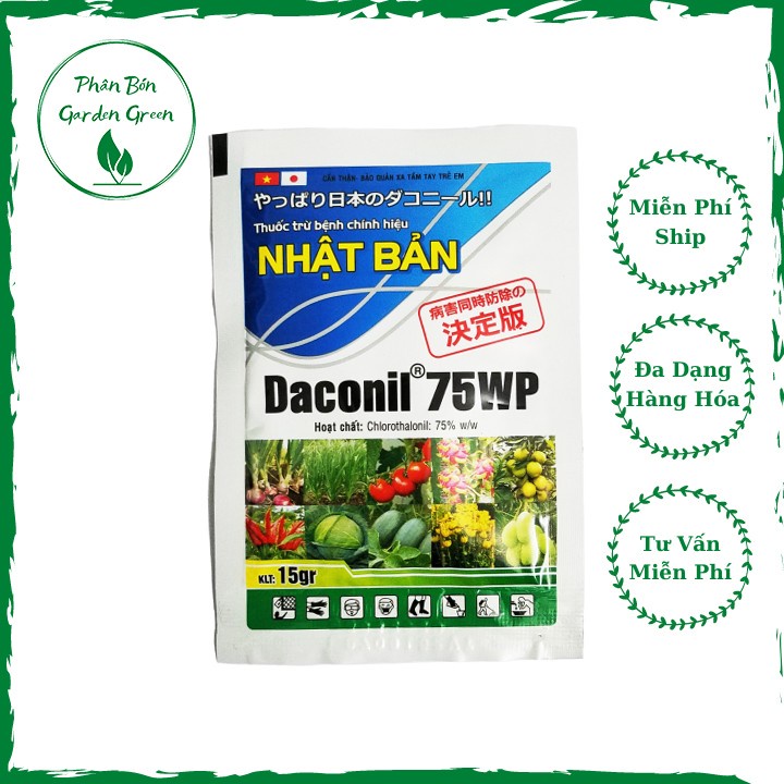 Thuốc trừ bệnh Nhật Bản Daconil 75WP 15g trị thán thư, đôm lá, sương mai, phấn trắng