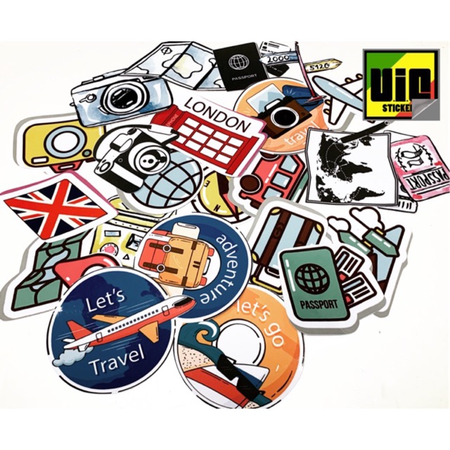 Hình dán Vali du lịch, xe, barber shop, mũ bảo hiểm , macbook, đàn, tường...