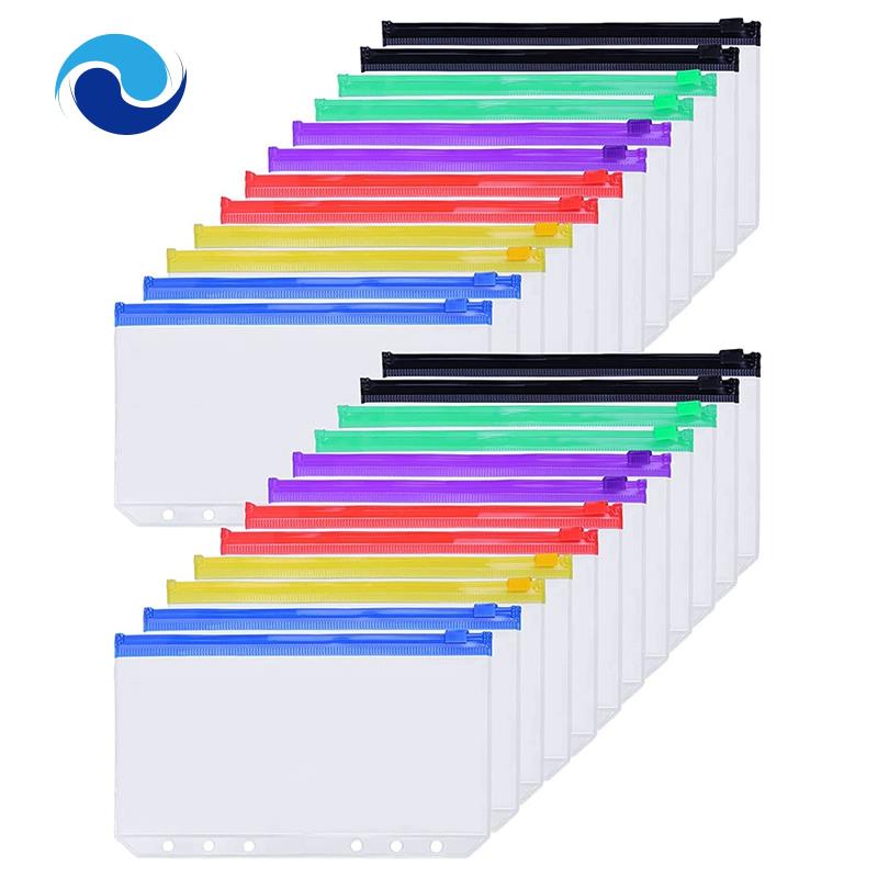 Túi đựng giấy tờ A6 6 lỗ có khóa kéo tiện dụng cho sổ tay cỡ A6