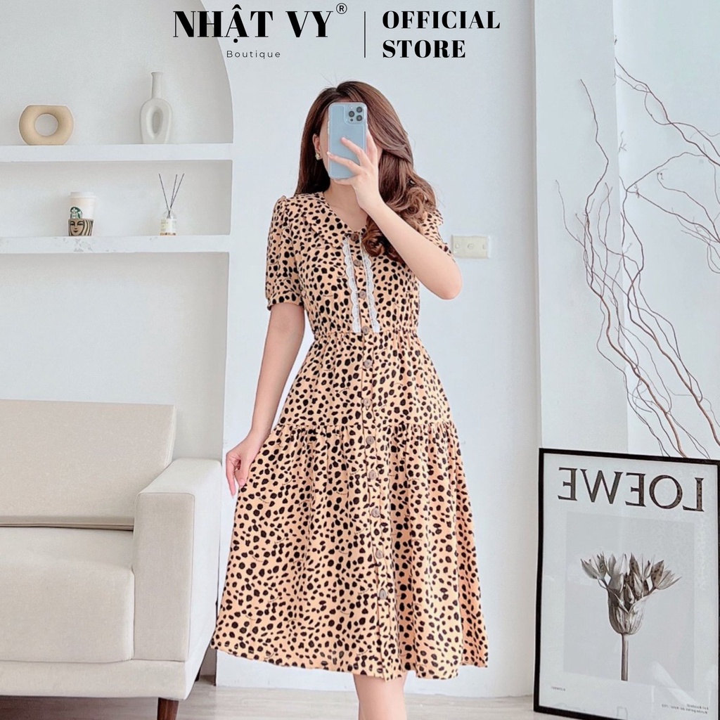 Đầm beo công sở Nhật Vy cổ sơ mi eo bo thun đính cúc phối ren chất mango phù hợp đi chơi dạo phố - D2498