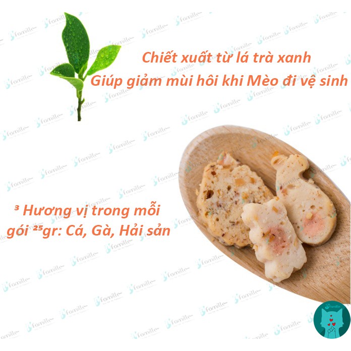 [CAT ONLY]Treat Thưởng Cho Mèo JFamille, Snack Hải Sản Nướng, Kích Thích Vị Giác, Hỗ Trợ Tiêu Hóa Tối Ưu. Gói 25gr. JF44