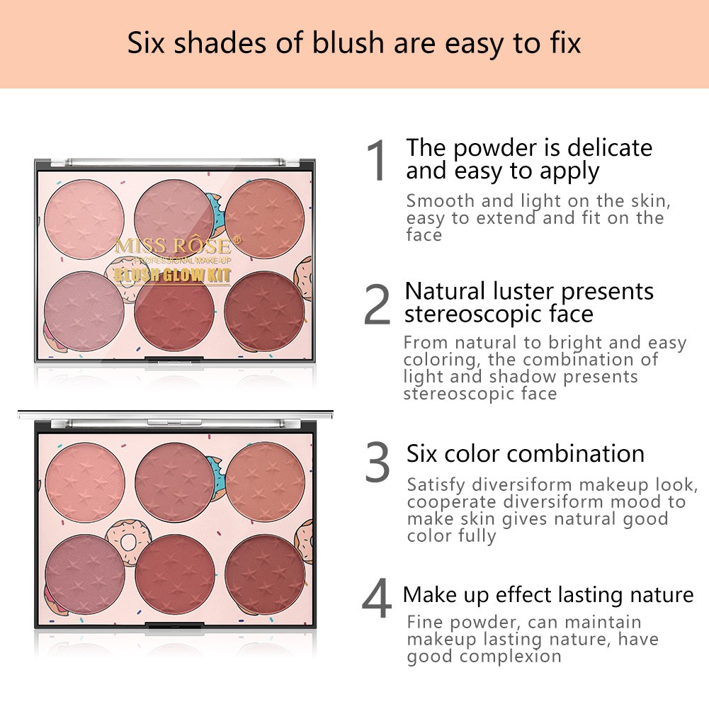 FUTURE 6 Colors New Hot 6 Colors Face Blush Palette Face Makeup Tool Blush Contour Flame Brushes Fashion Shimmer Matte Women Beauty Highlight