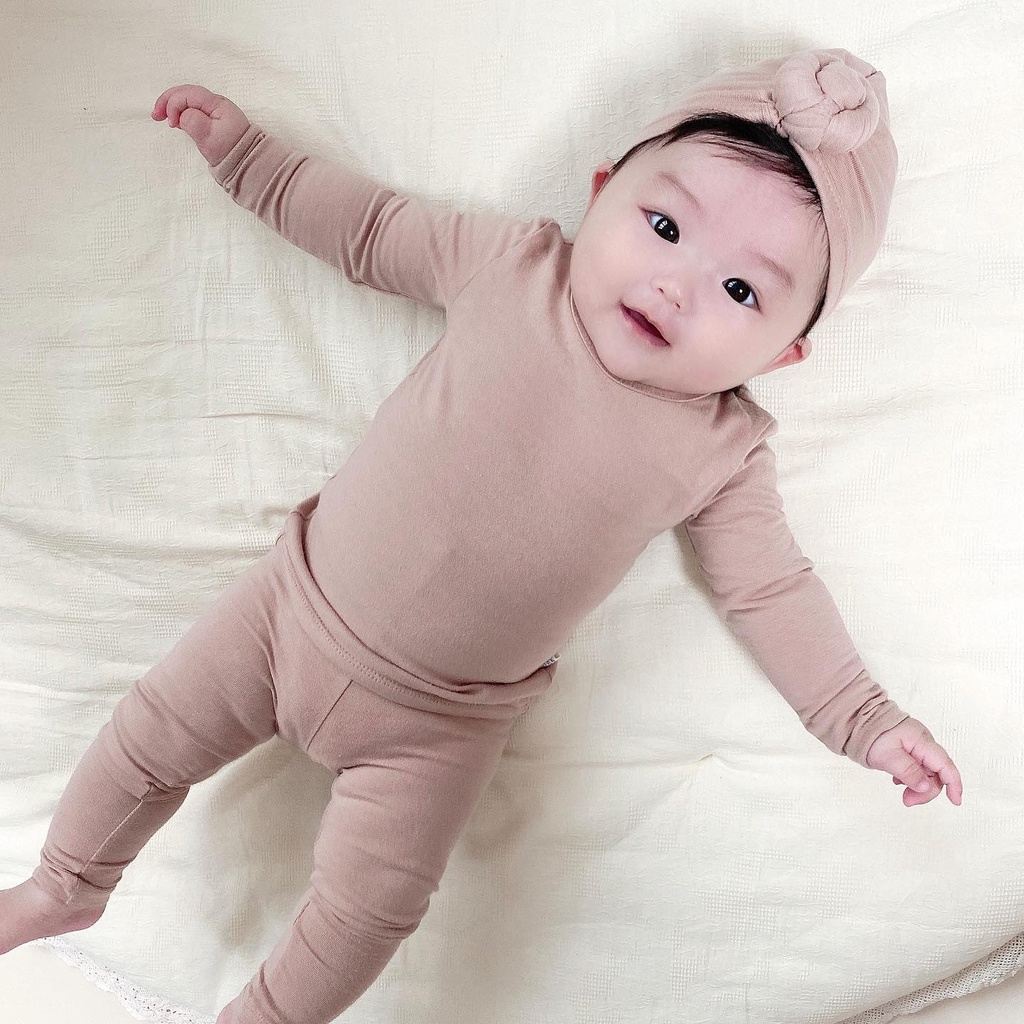 (Chính hãng) Bộ suit dài tay cài đũng trơn Modal 2022 Cotton siêu co giãn PEEKABOO made in Korea cho bé trai và bé gái