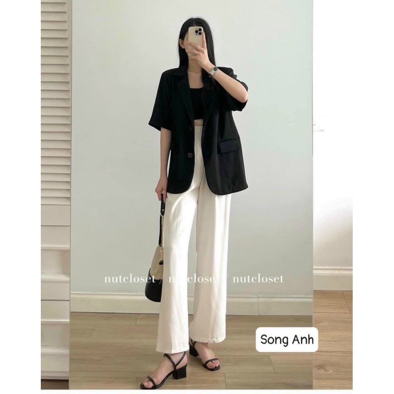 (Free Ship) Sét Áo Khoác Vest Tay Ngắn Diện Đi Làm Đi Chơi Đều Sang Chảnh UP Valetina Shop