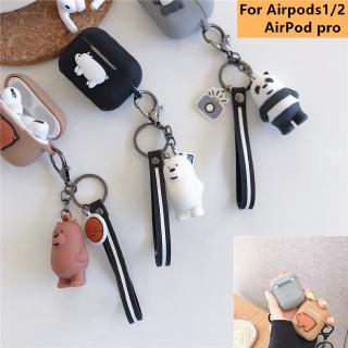 2020 New Cartoon Cute Case Keychain For Apple Airpods1/2 AirPod Pro Panda Bear Shockproof Wireless Earphone Cover