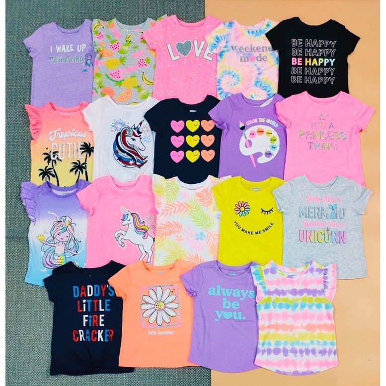 [SIZE 3T] Áo thun bé gái Garanimals xuất dư 11-15kg, áo phông cho bé gái thun cotton 1 2 3 4 5 tuổi - 3T AGG AGS AGP