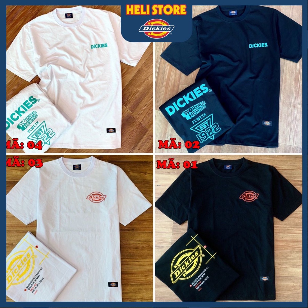 Áo thun nam nữ unisex Dickies tay ngắn in ngực, chất cotton 100% chính hãng - Helistore