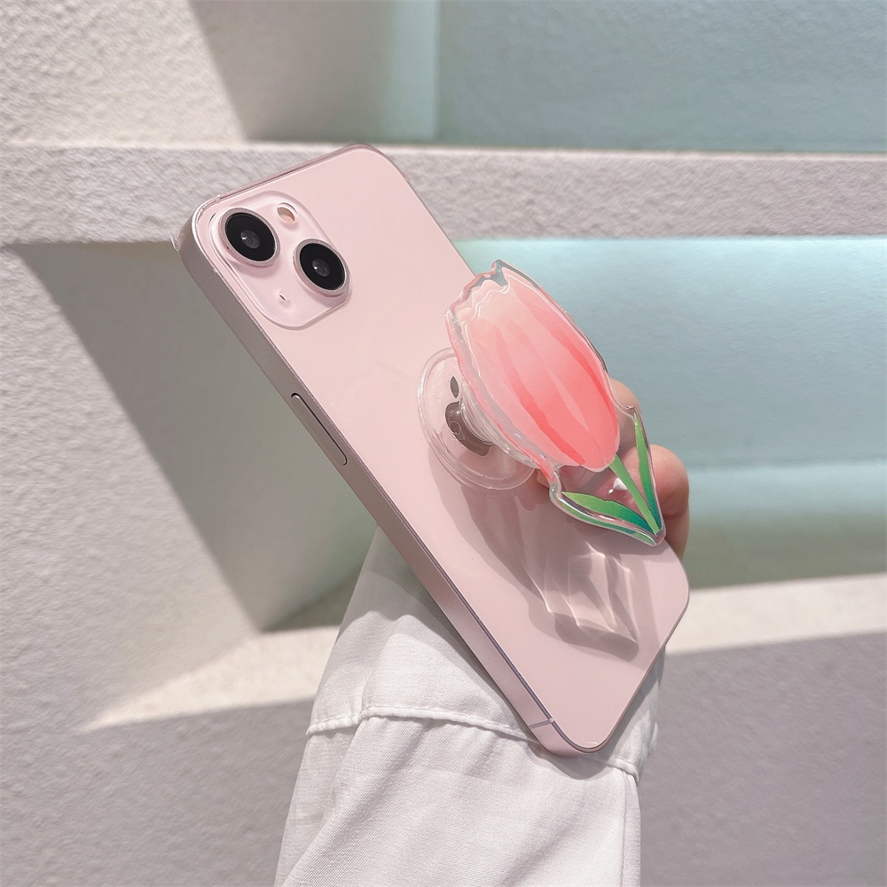 Giá Đỡ Điện Thoại Epoxy Hình Hoa Tulip Hoạt Hình Dễ Thương Có Thể Thu Gọn